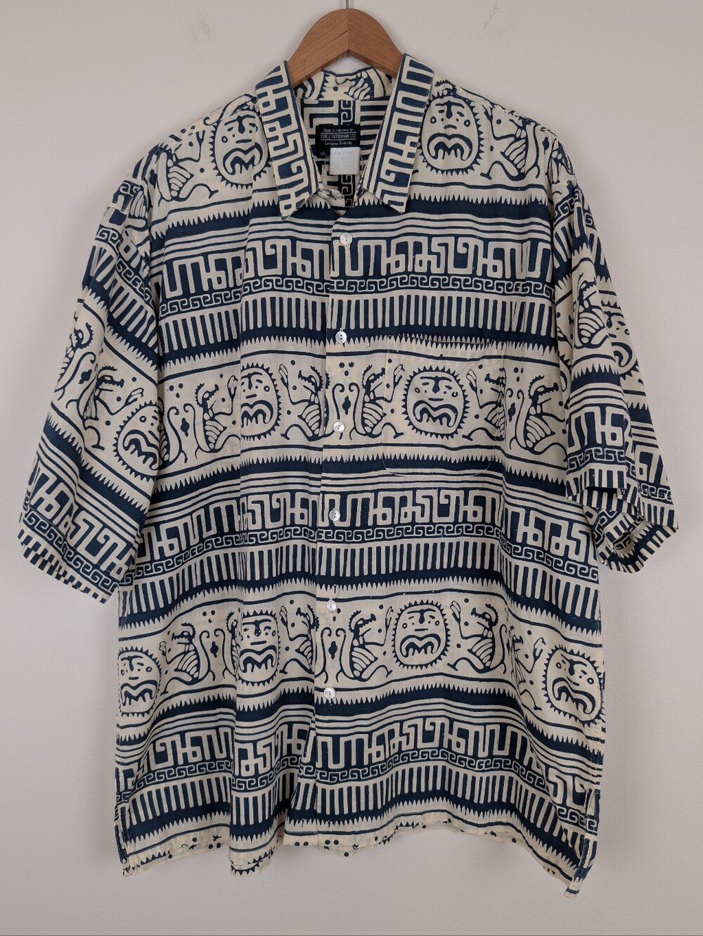 Vintage J. Peterman Company Hand Printed Batik Cotton Short Sleeve Shirt